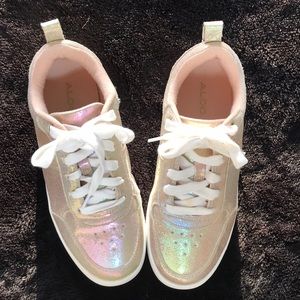 “Aldo” gold iridescent skate shoes